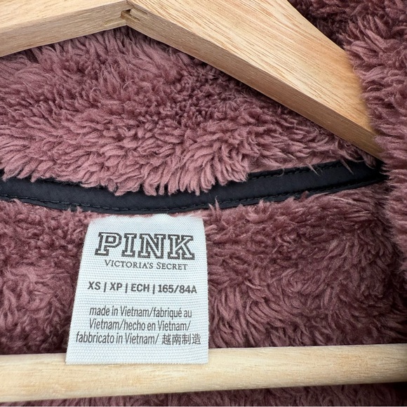 PINK Victoria's Secret Fuzzy Teddy‎ Fleece Half Zip Pullover Oversized XS - Picture 5 of 9